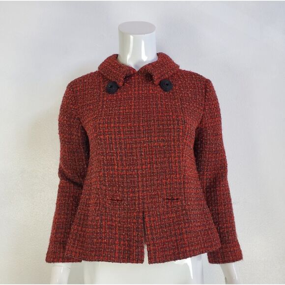 Vintage 60's Mod Red Tweed Suit Top - Picture 1 of 10